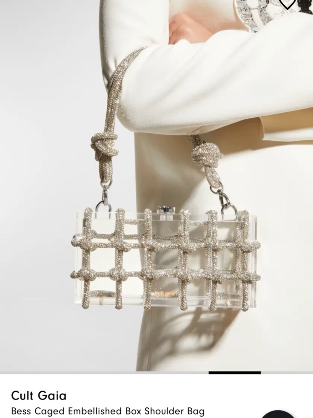 cult gaia Clear Acrylic Box Clutch with Silver Crystal Lattice - Picture 7 of 8